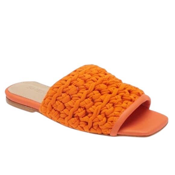 SHEKUDO Amaro Knit Strap Slide Sandal in Tangerine - Picture 1 of 11
